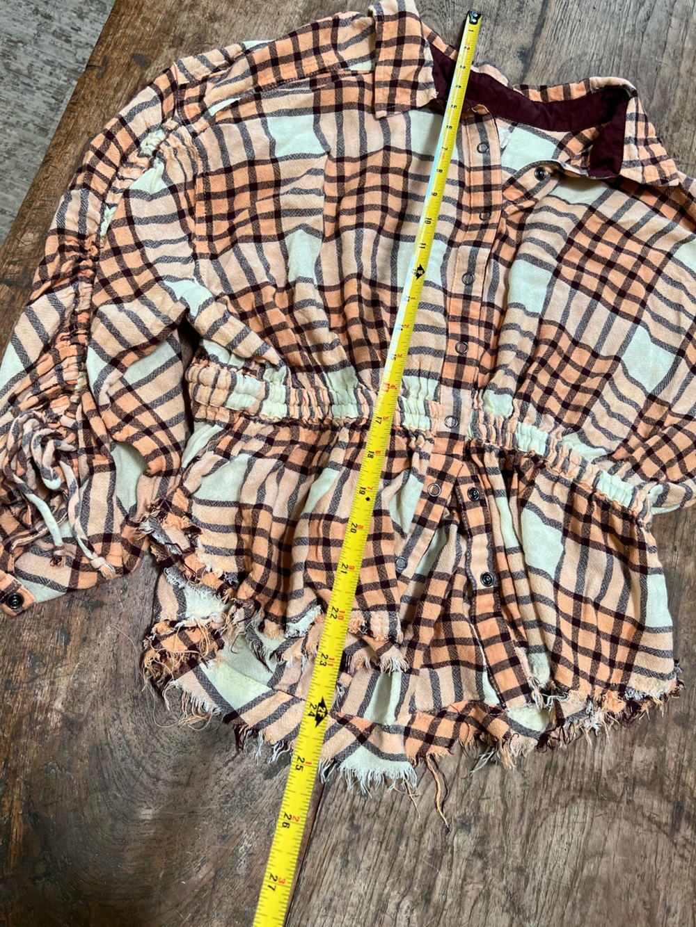 Free People Top M Plaid We the Free Pacific Dawn Drawstring Waist - Picture 7 of 9